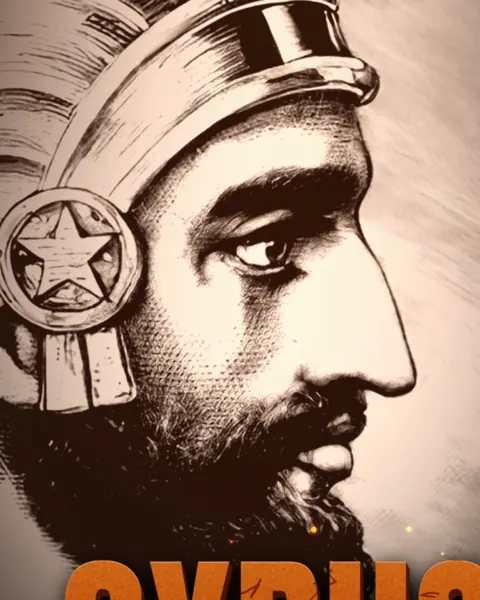 Portrait of Cyrus the Great in profile, from The Leader Files podcast art